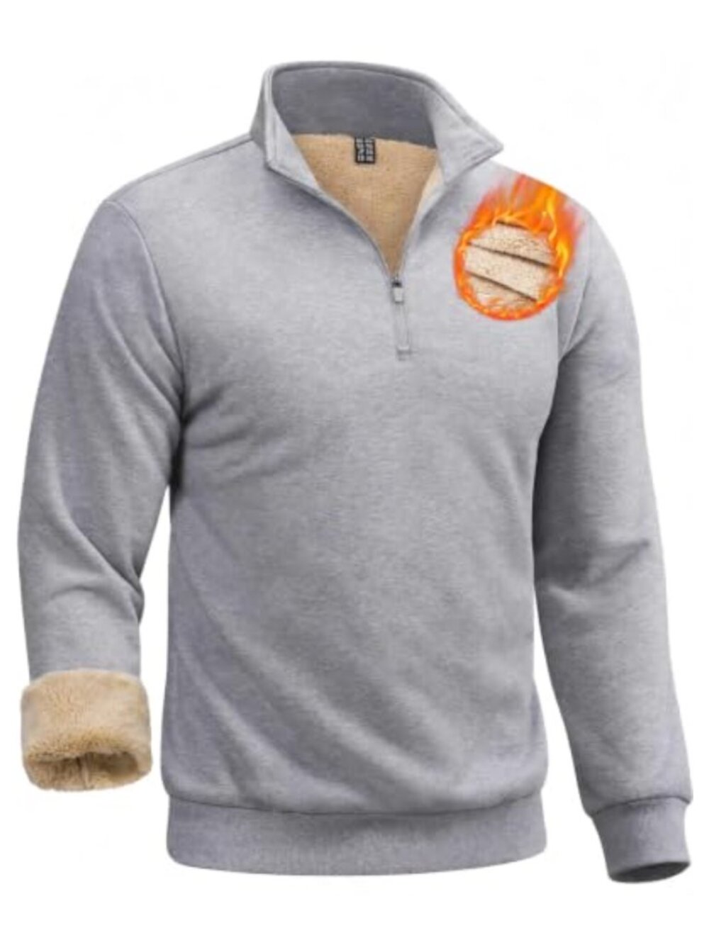 Men's Quarter Zip Sherpa Lined Sweatshirt Heavyweight Winter Pullover